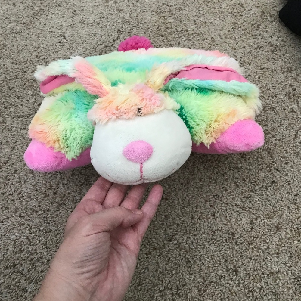Rainbow bunny pillow pet